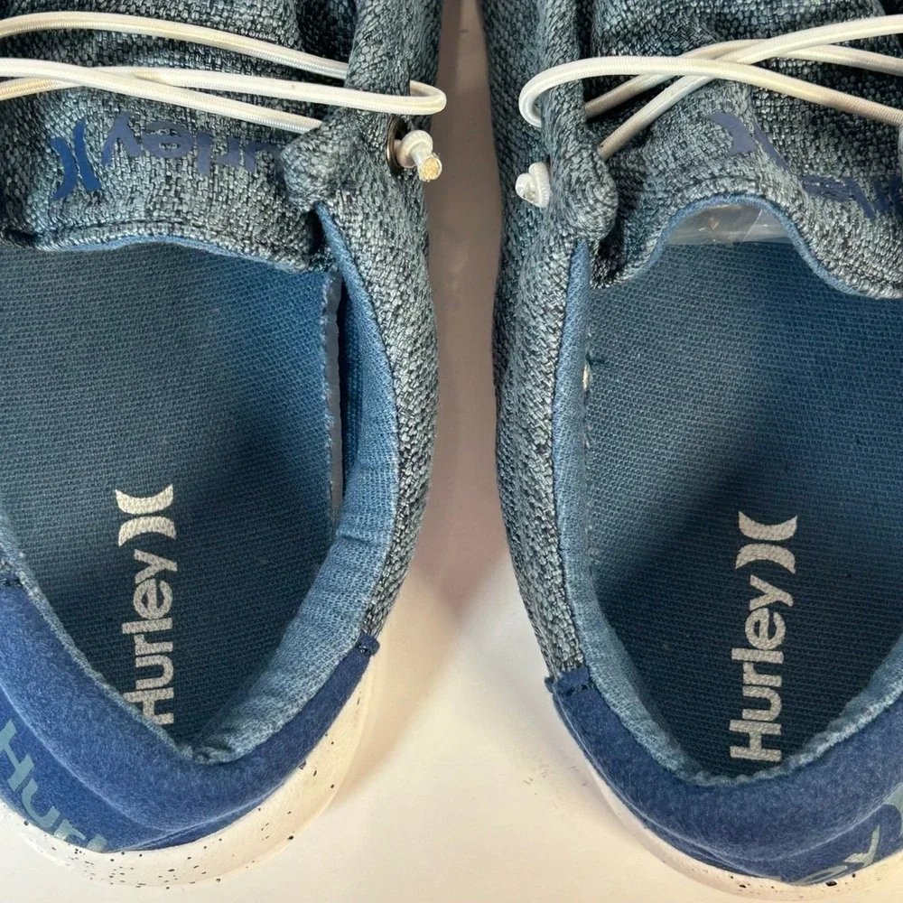 Hurley Melky Blue Textile Slip On‎ Loafers Mens Size 5 Speckled Sole Sneakers